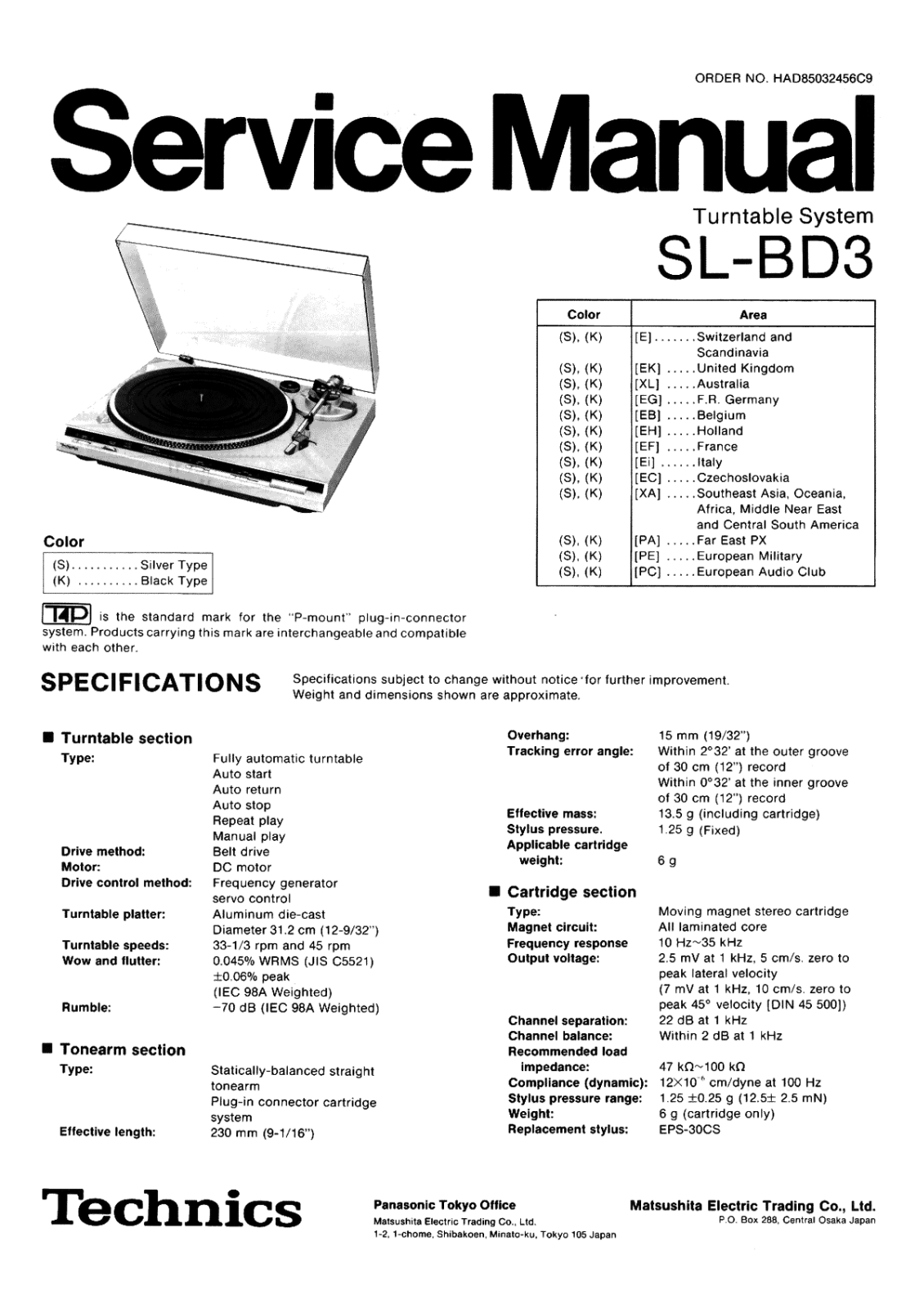 Technics SL-BD-3 Service Manual