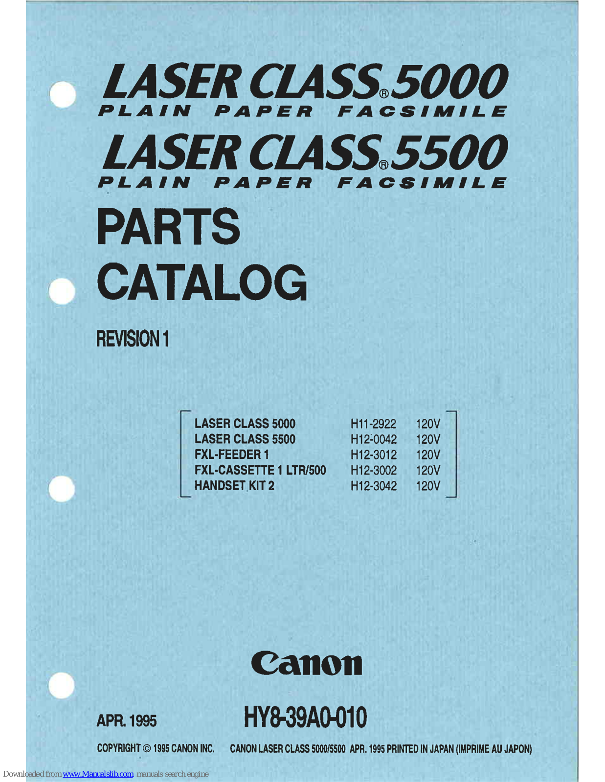 Canon LASER CLASS 5000, LASER CLASS 5500 Parts List