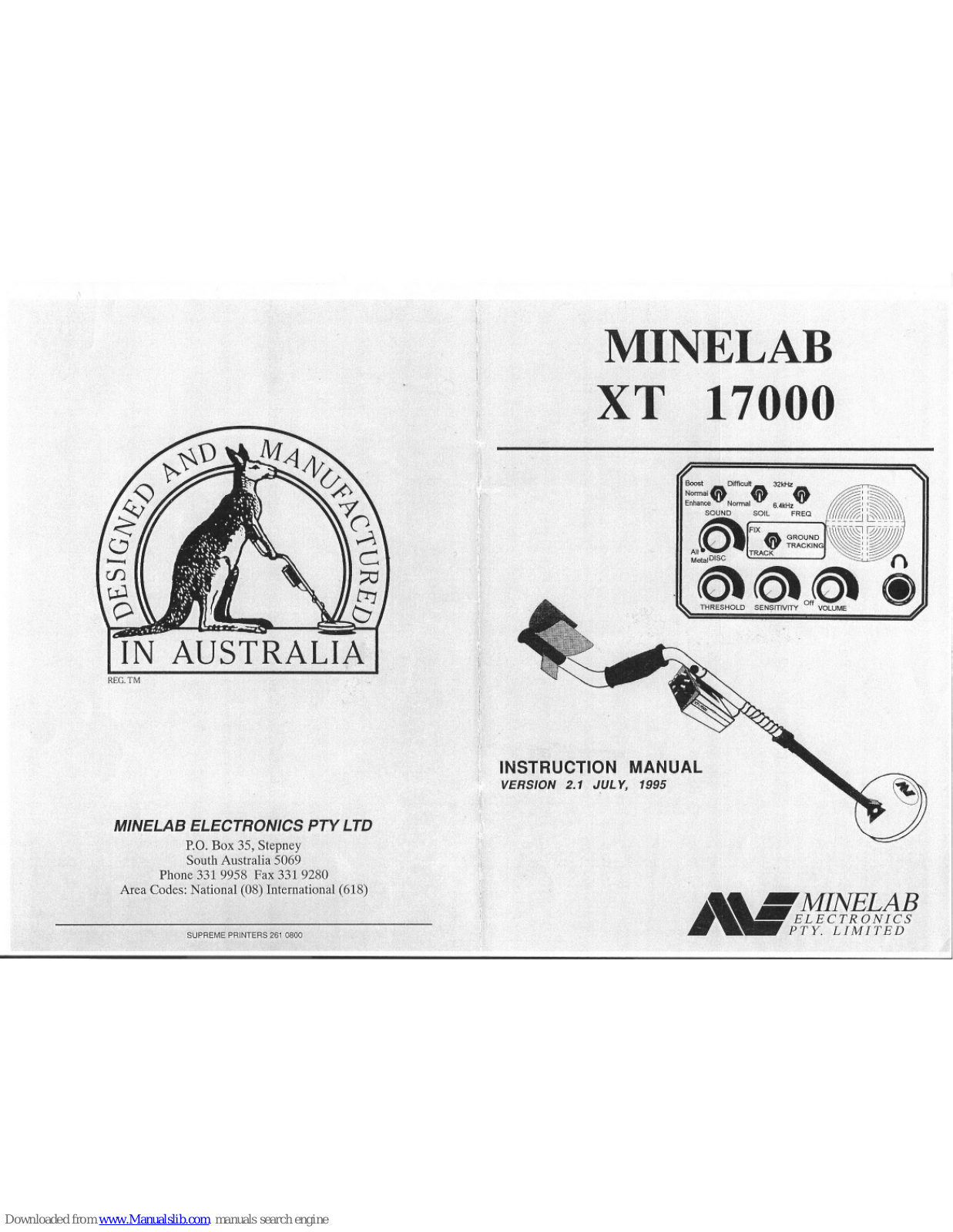 Minelab XT 1700 Instruction Manual