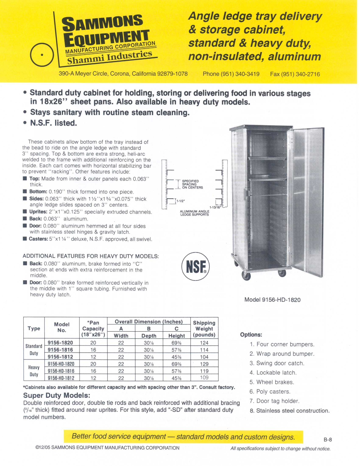 Sammons Equipment 9156-1820 User Manual