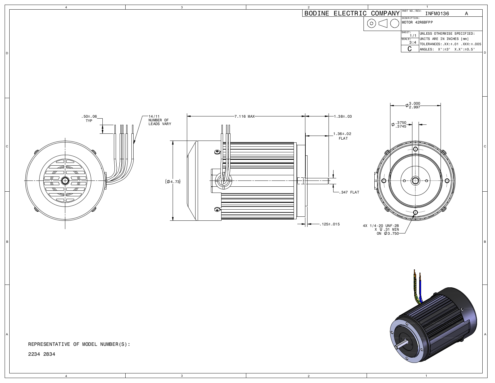 Bodine 2234, 2834 Reference Drawing