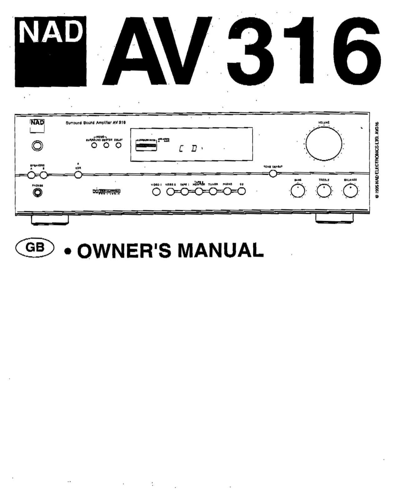 NAD AV-316 Owners manual