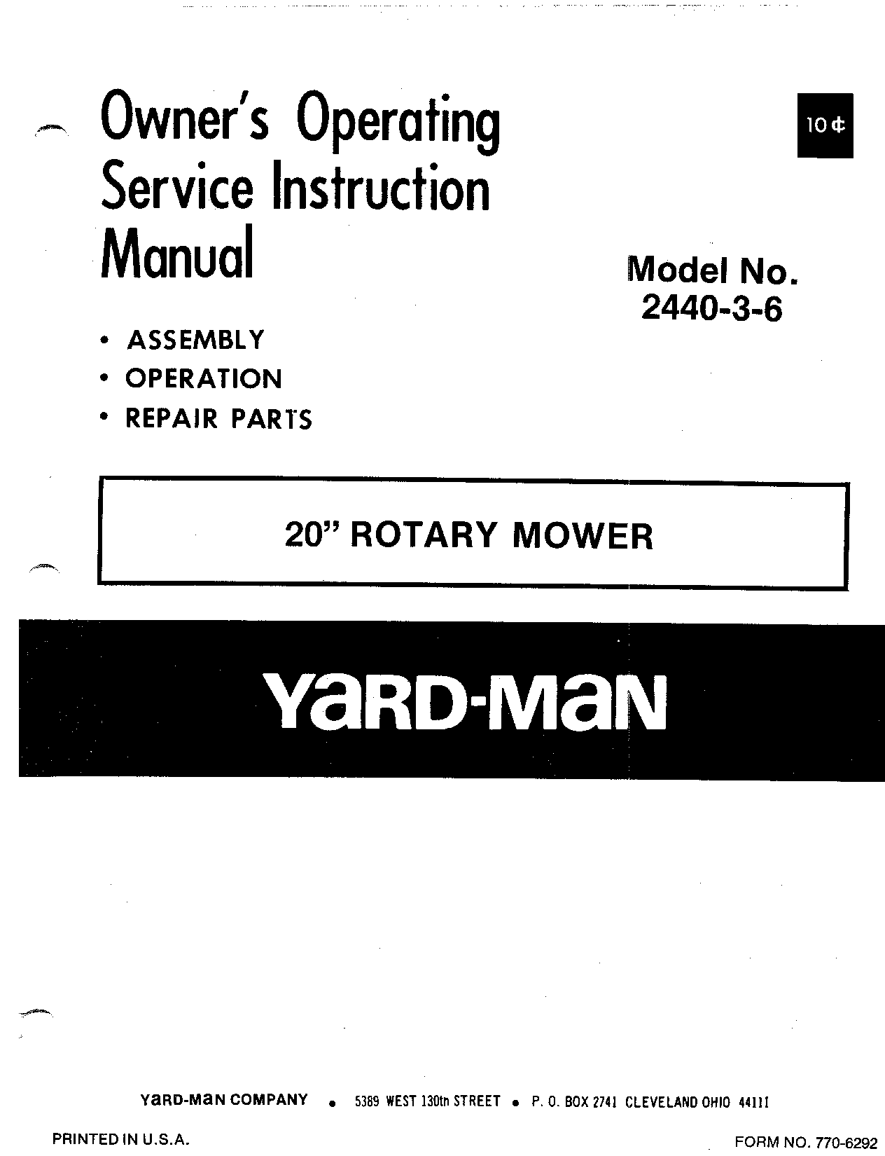 Yard-Man 197298 User Manual