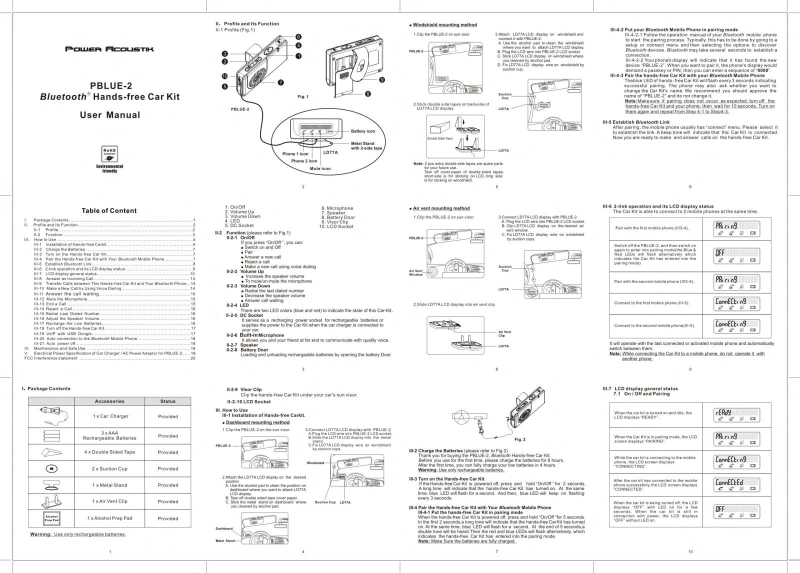 Power Acoustik PBLUE-2 User Manual