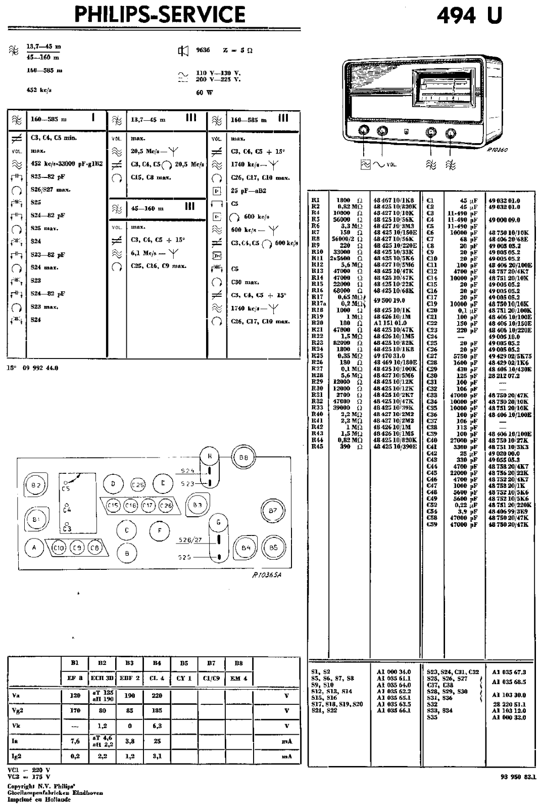 Philips 494-U Service Manual