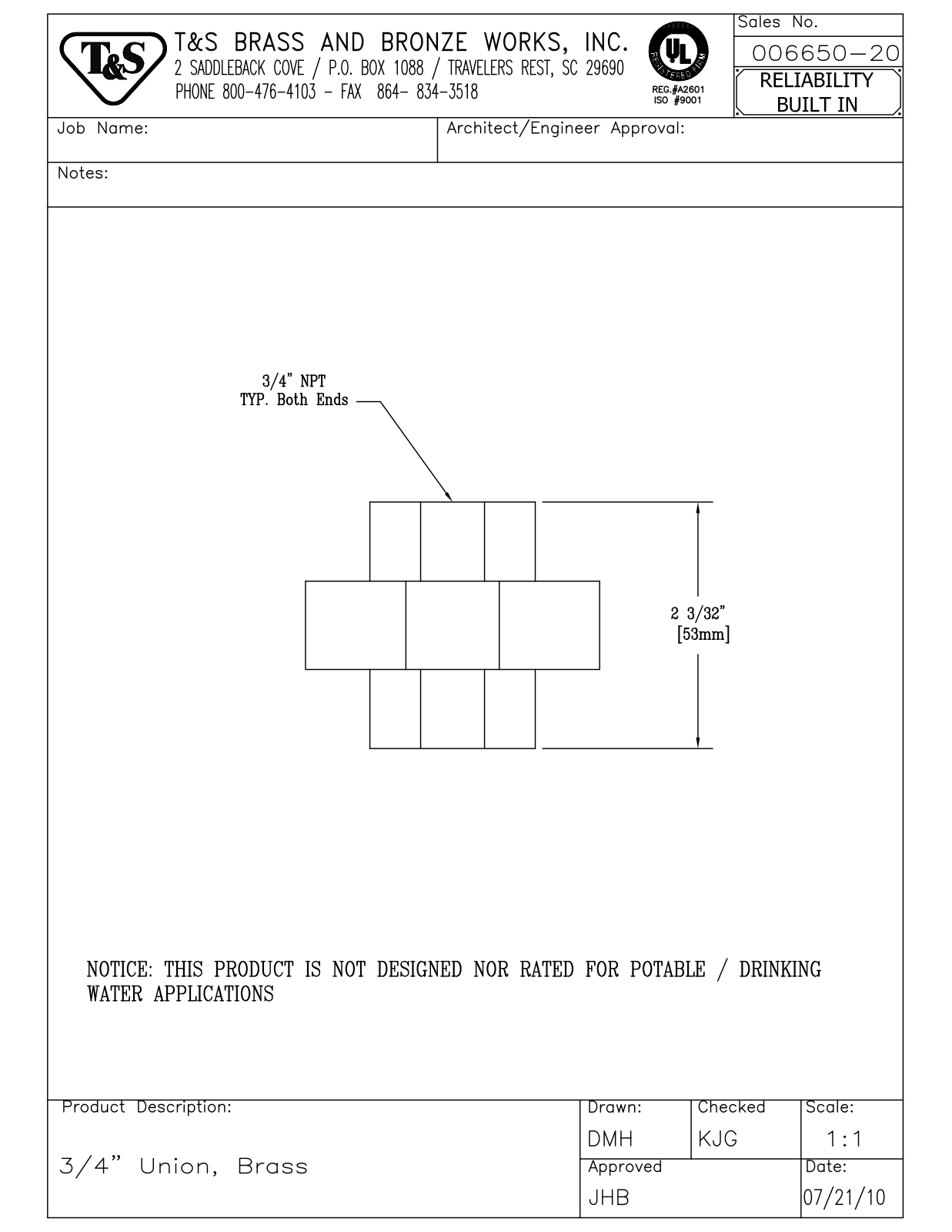 T&S Brass 006650-20 User Manual