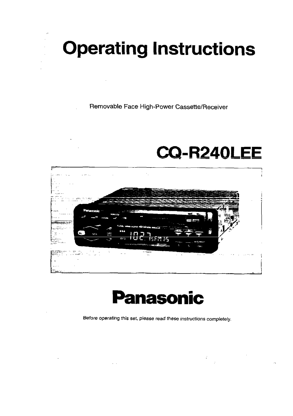 Panasonic CQ-R240L User Manual