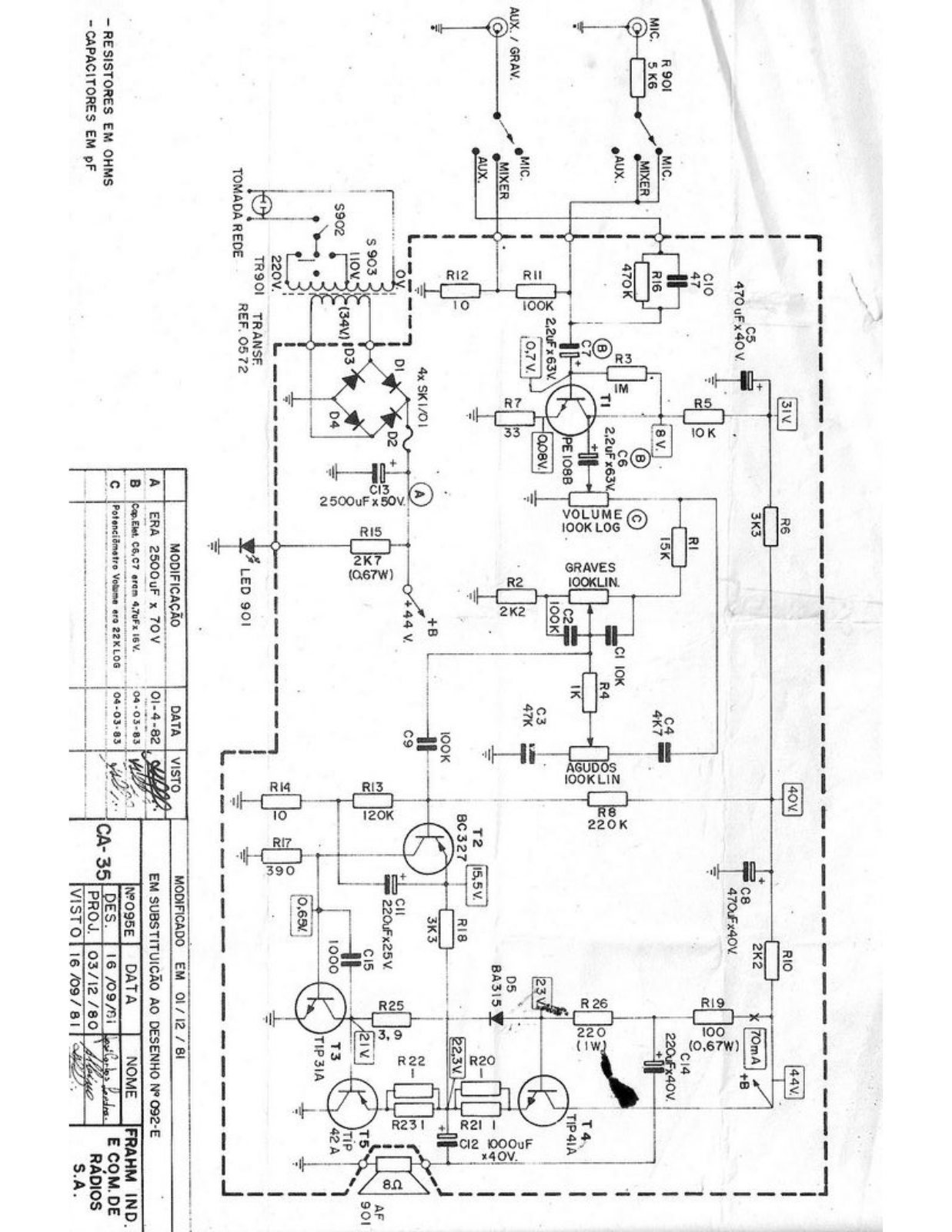 FRAHM CA35 Schematic