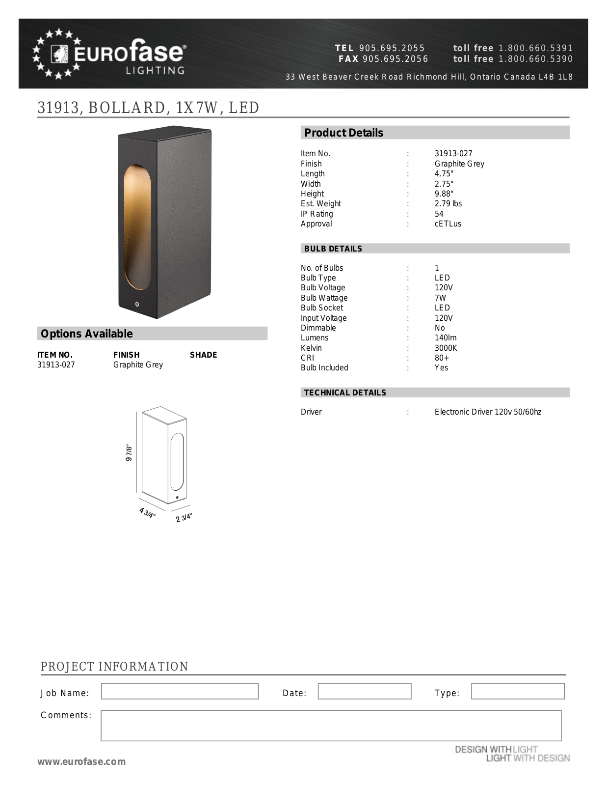 Eurofase XEO4470 Specifications - ManualMachine.com
