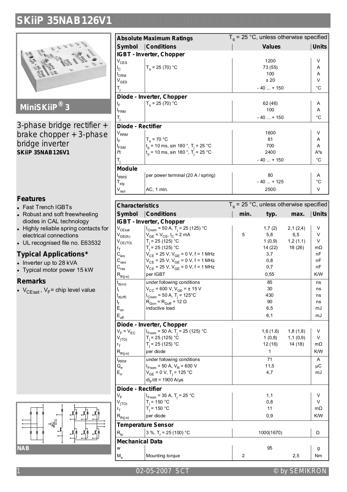 Semikron SKIIP35NAB126V1 Data Sheet