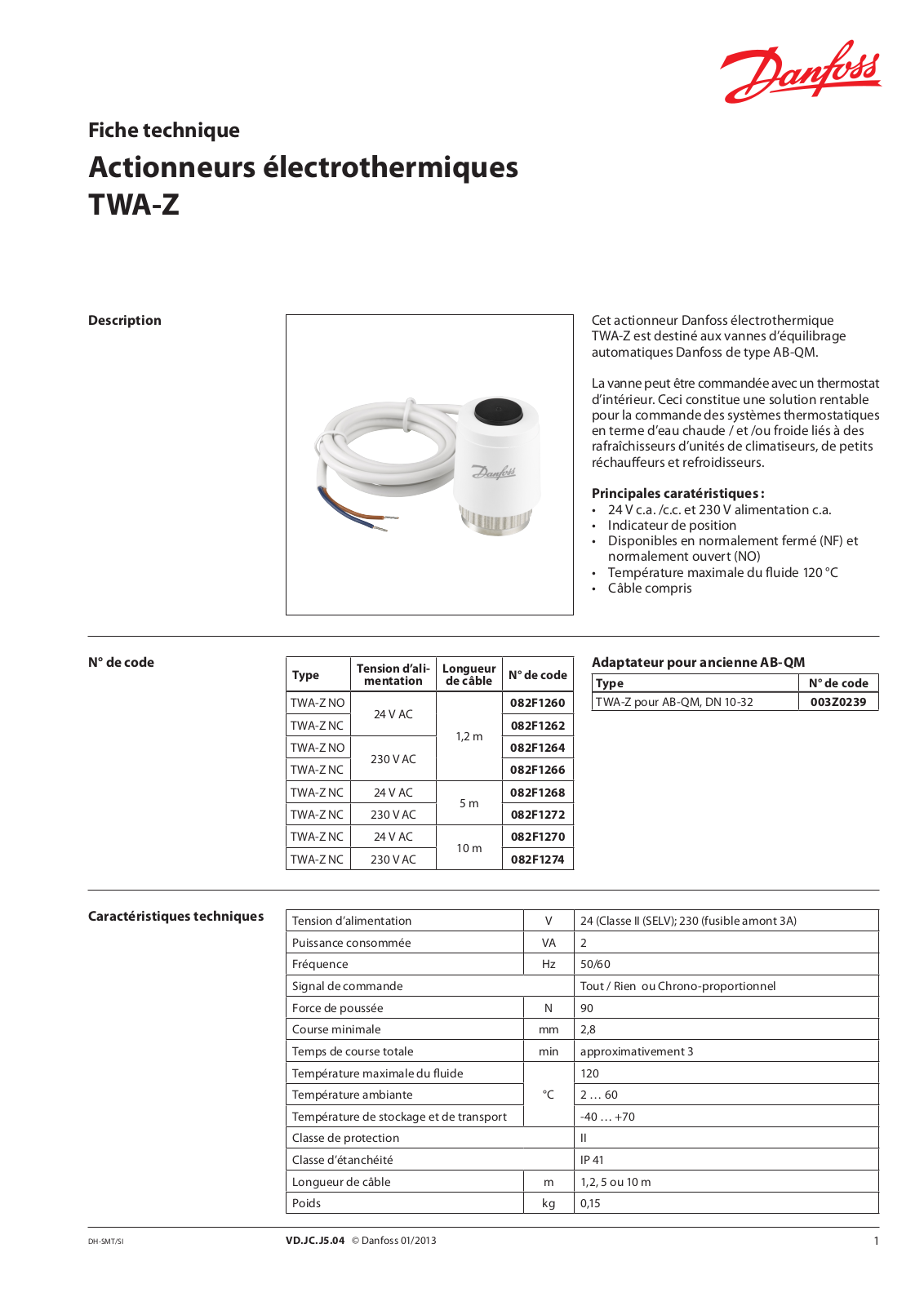 Danfoss TWA-Z Data sheet