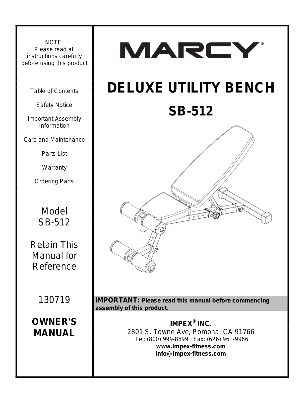 Impex SB-512 Owner's Manual