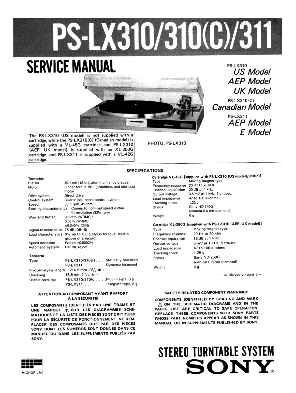 Sony PSLX310 SERVICE MANUAL - ManualMachine.com