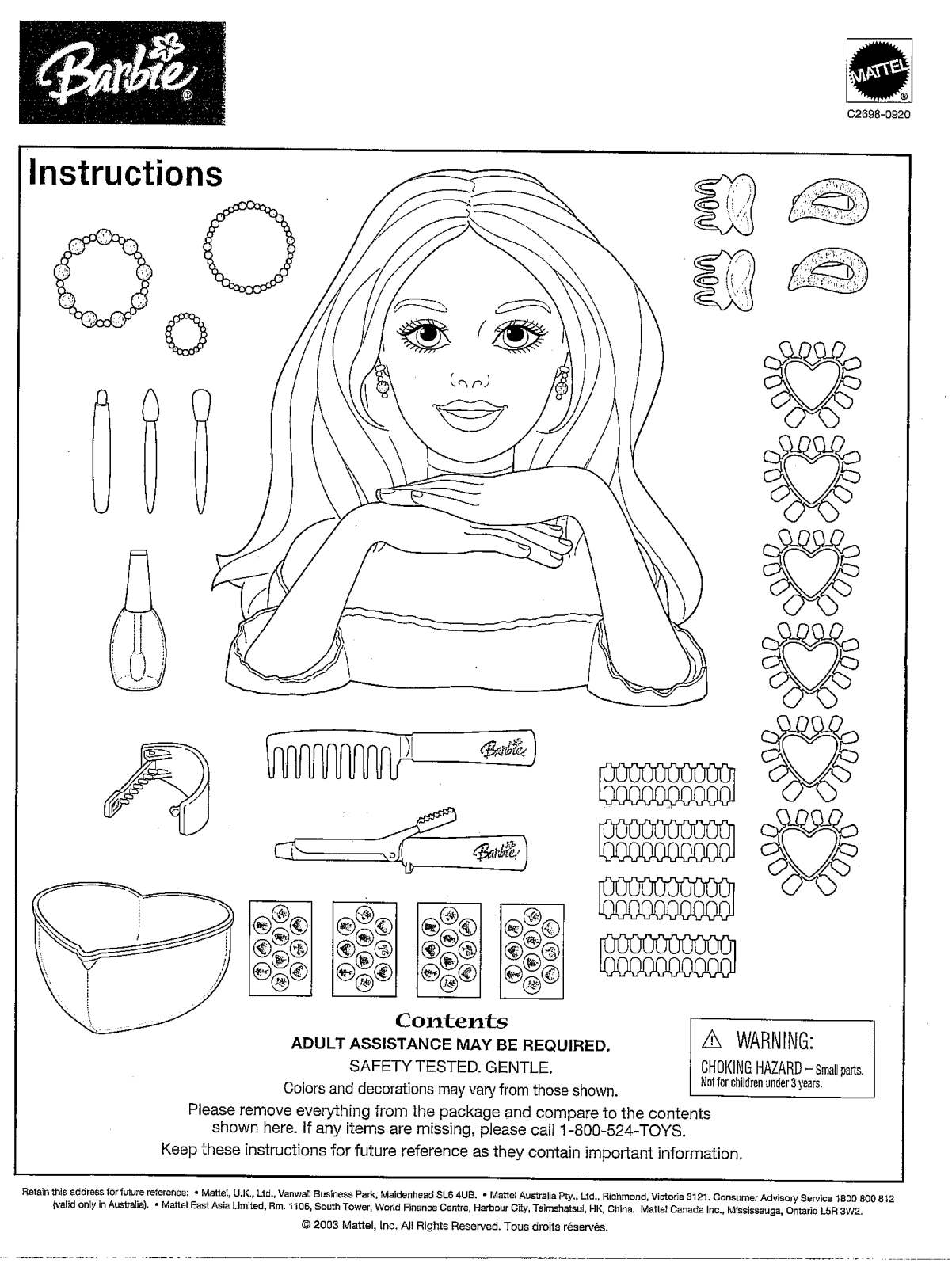 Fisher-Price C2698 Instruction Sheet