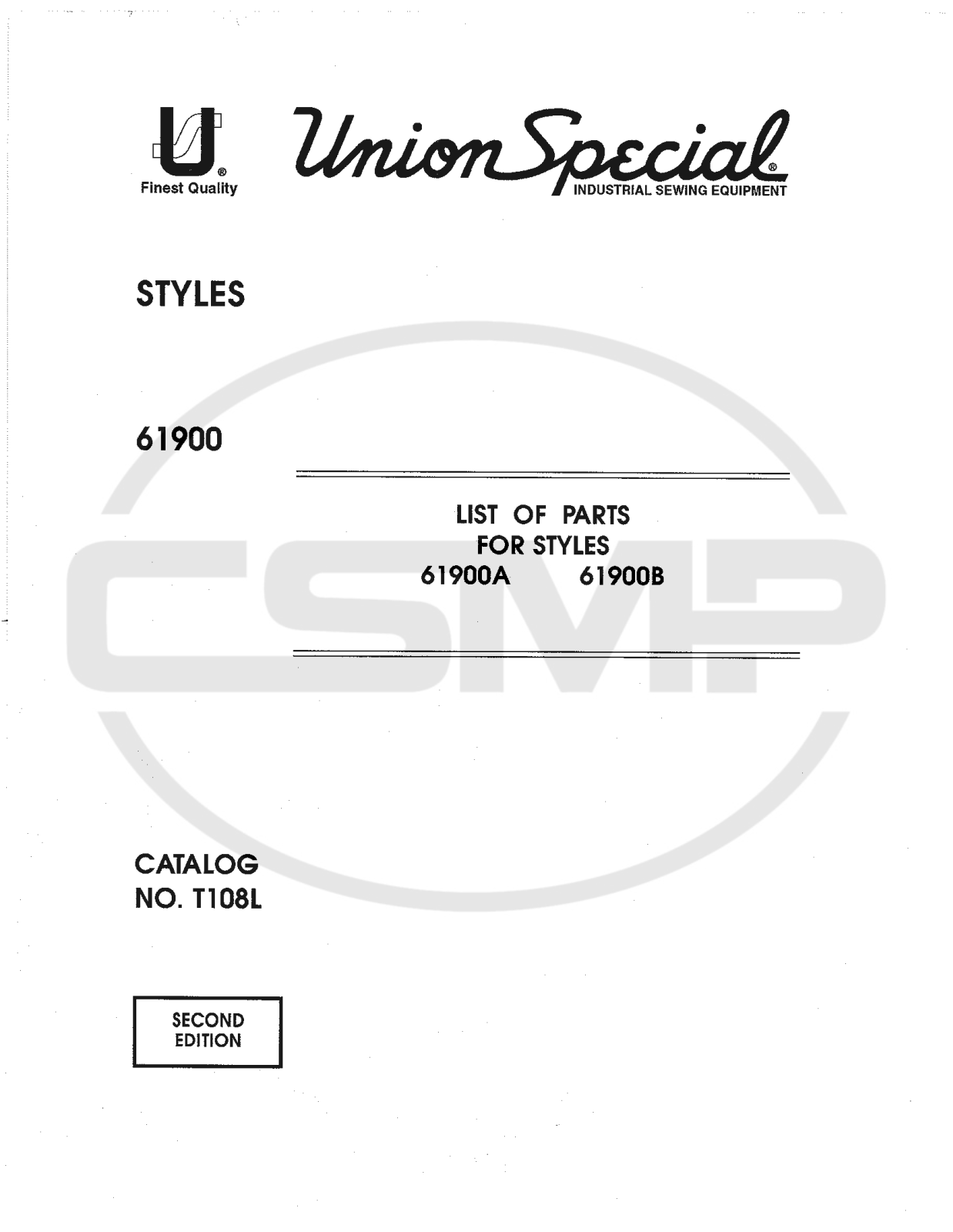 Union Special T108L Parts Book