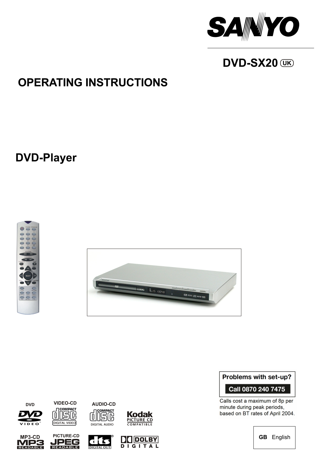 Sanyo DVD-SX20 Instruction Manual