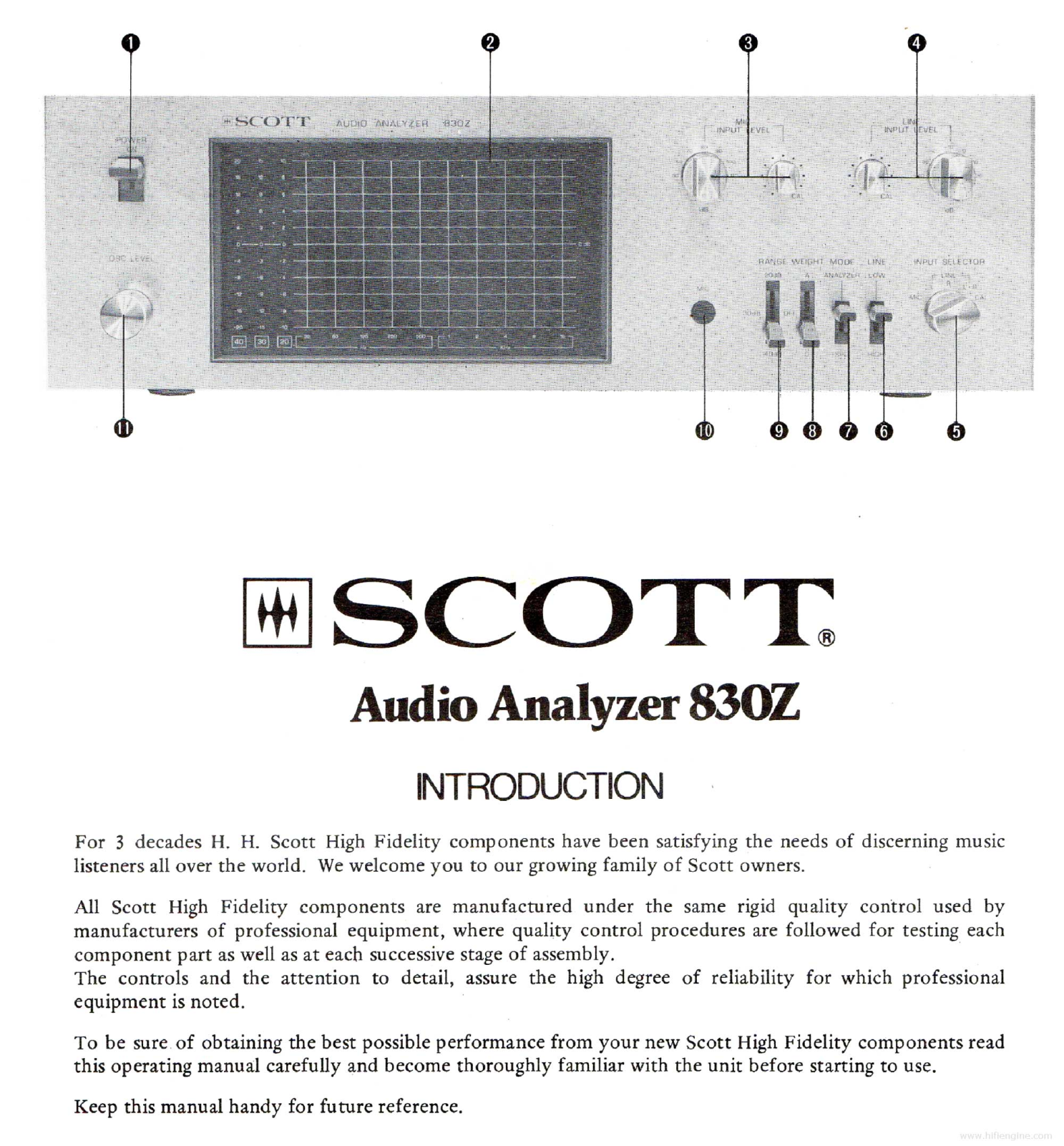 Scott 830Z Operation Manual