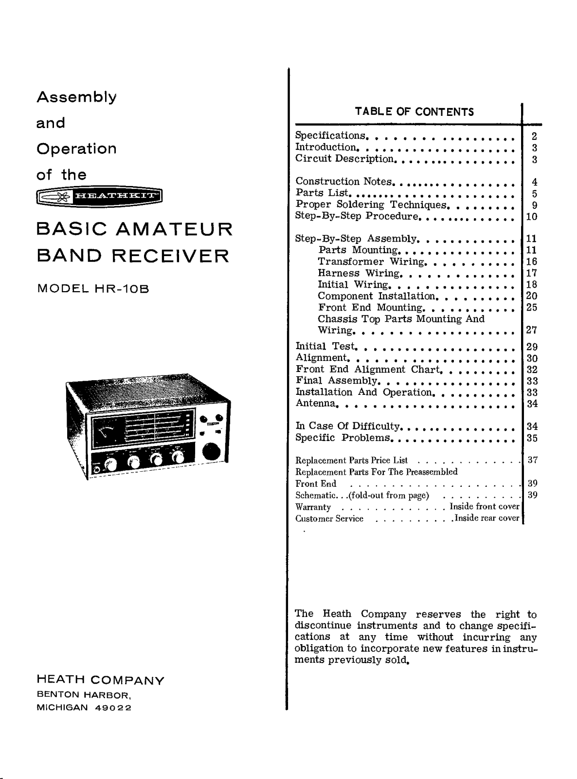 Heathkit HR-10B User Manual