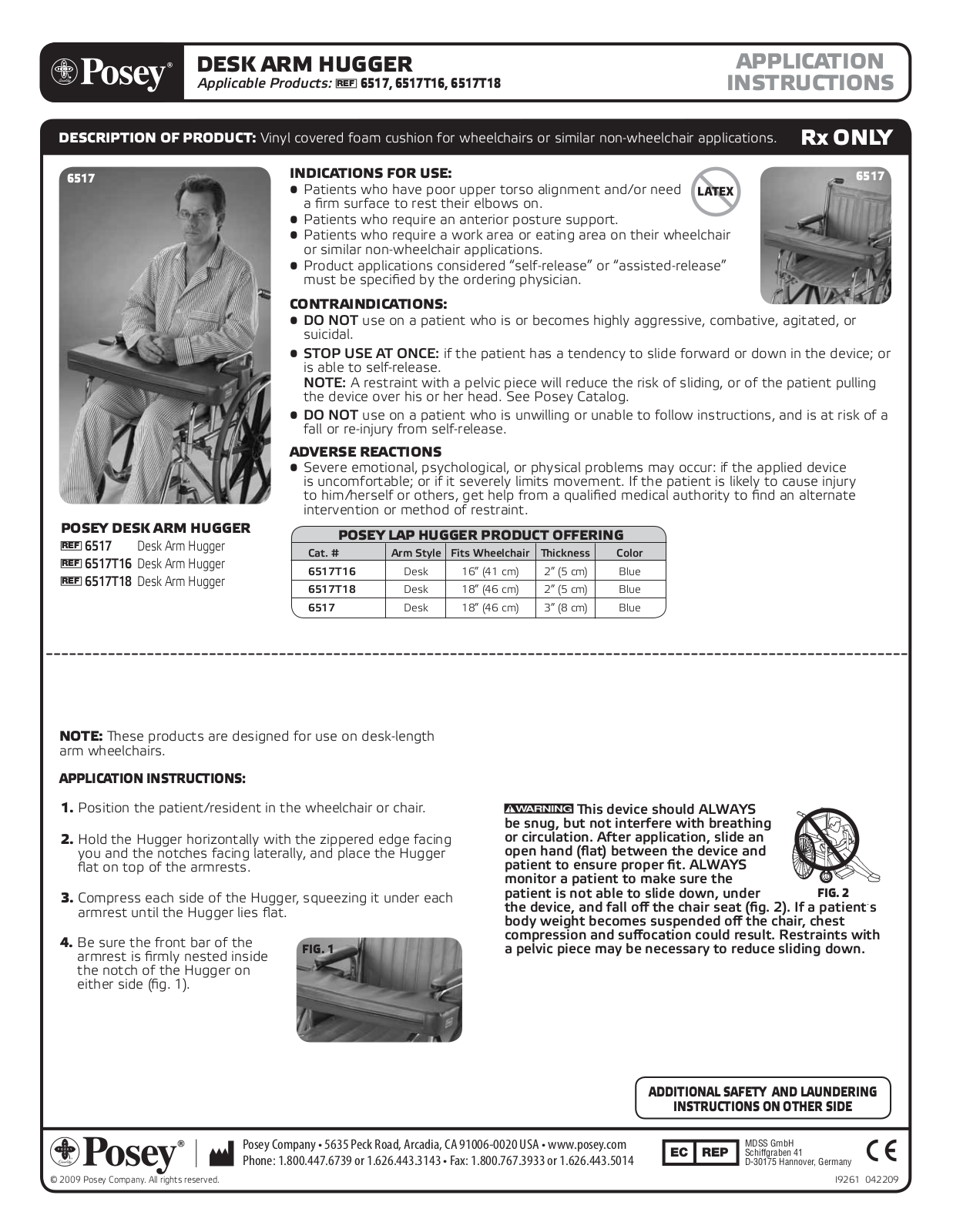 Posey Lap Hugger for Desk Arm Wheelchairs User Manual