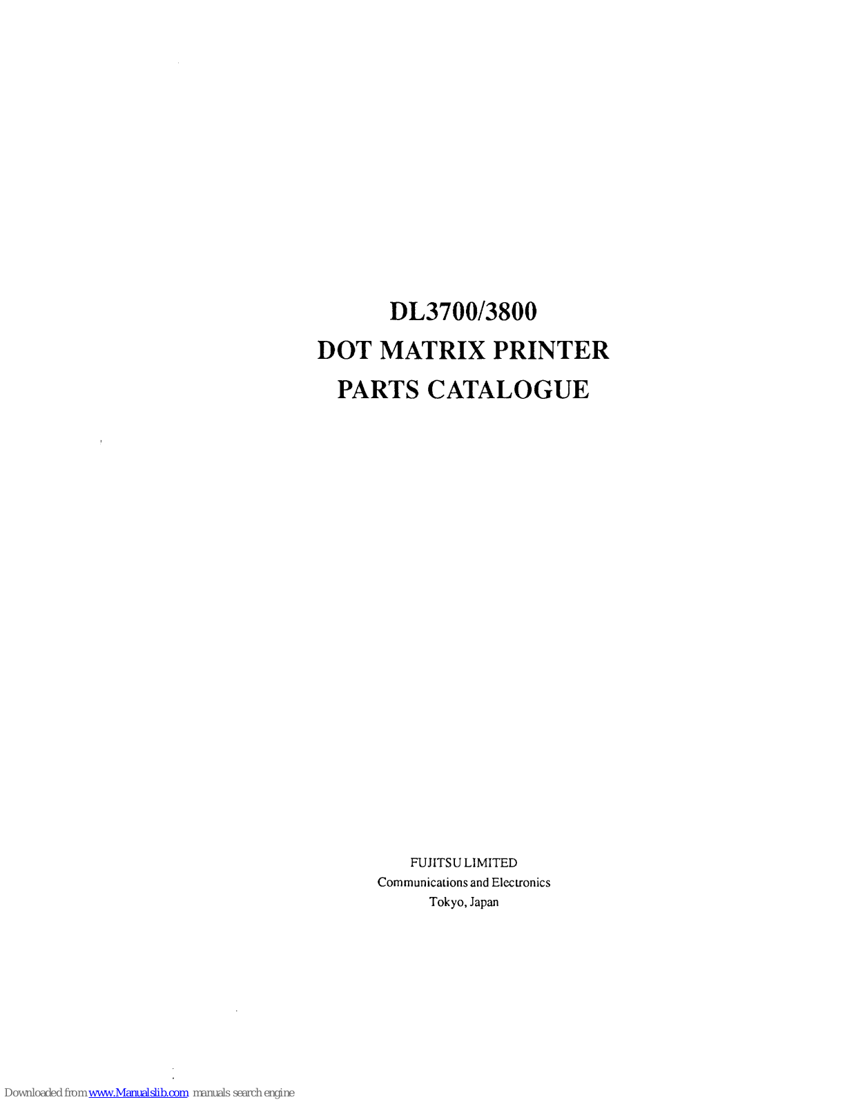 Fujitsu DOT MATRIX DL3700, DL3800 Parts Catalogue