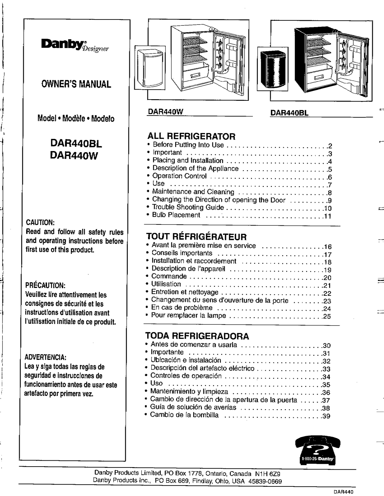 Danby DAR440W User Manual