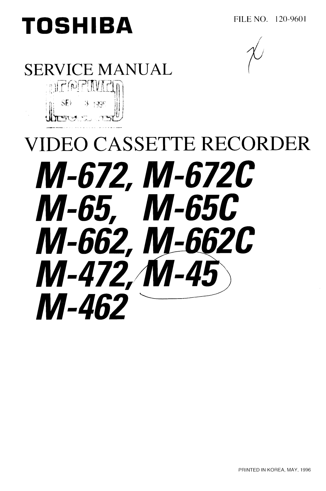 TOSHIBA M-672, M-672C, M-65, M-65C, M-662 Service Manual