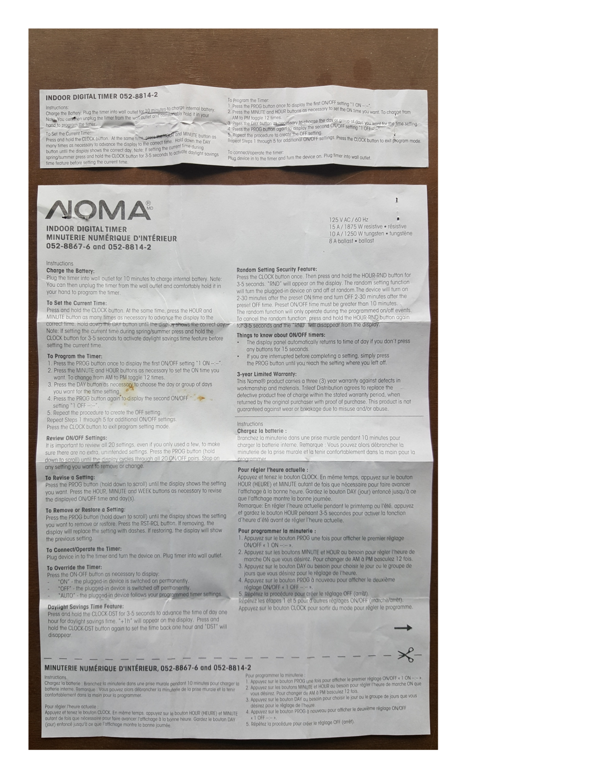 Noma 052-8867-6, 052-8814-2 User Manual