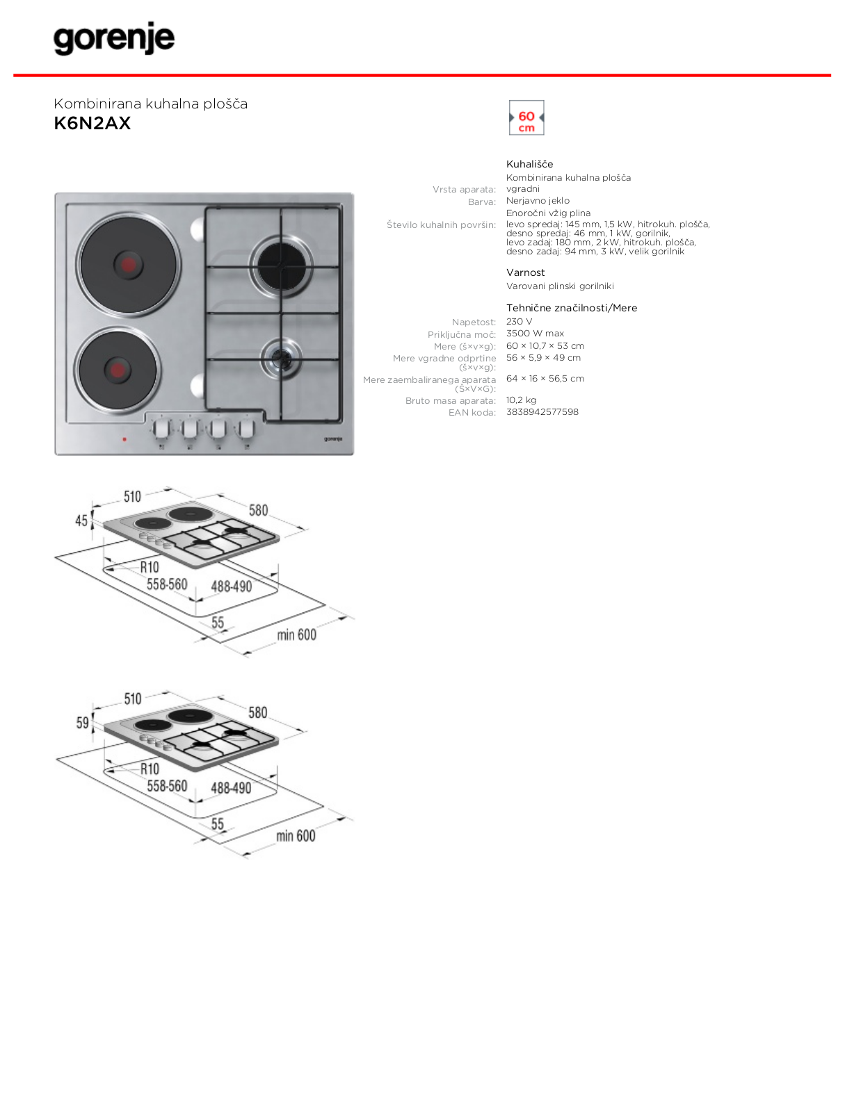 Gorenje K6N2AX BROCHURE