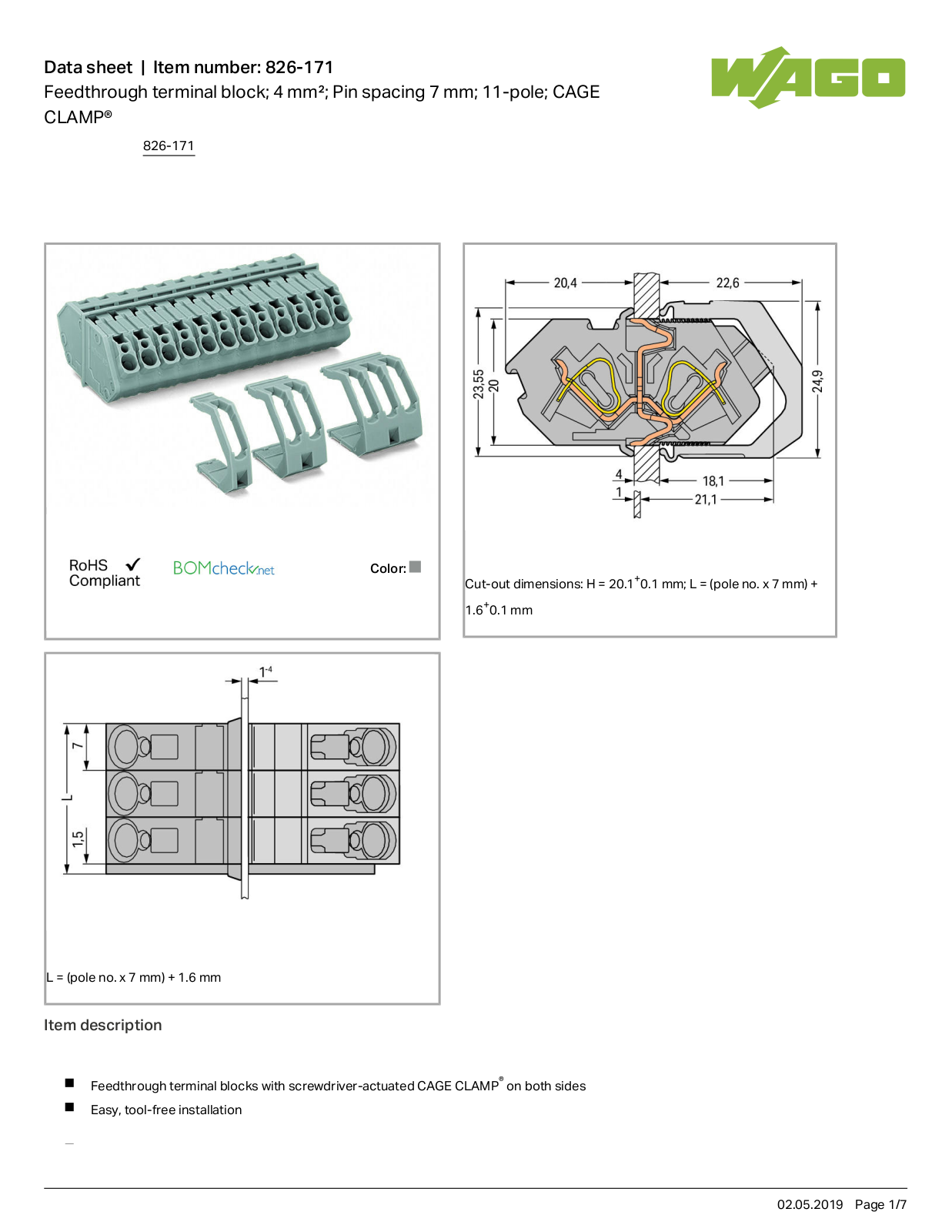 Wago 826-171 Data Sheet - ManualMachine.com