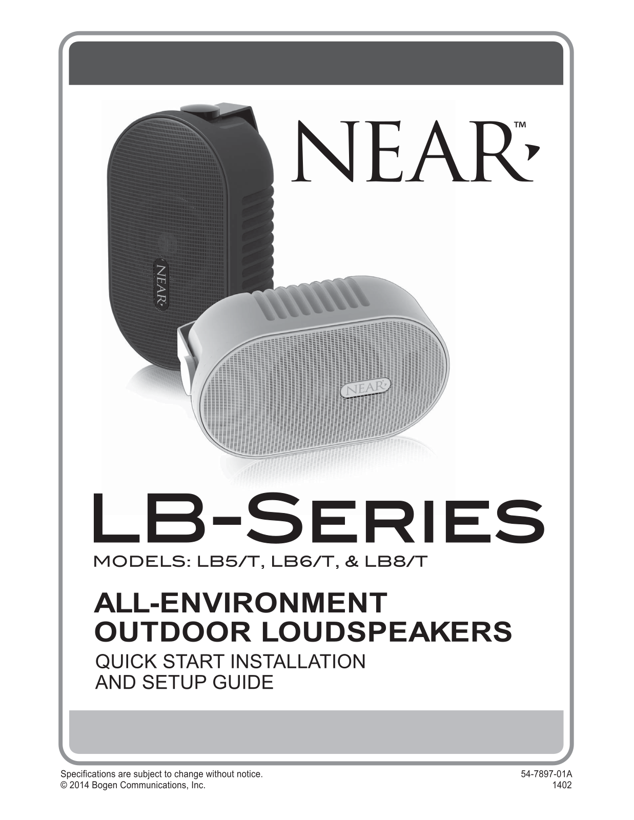 Bogen LB8W, LB8TW, LB8TB, LB8B, LB6W Quick Start Guide