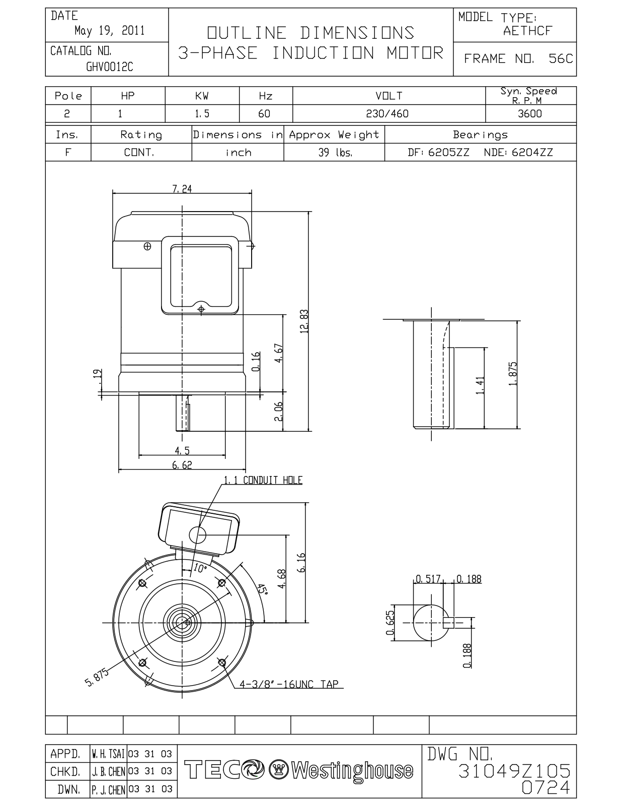 Datasheet GHV0012C Reference Drawing (Teco) - ManualMachine.com