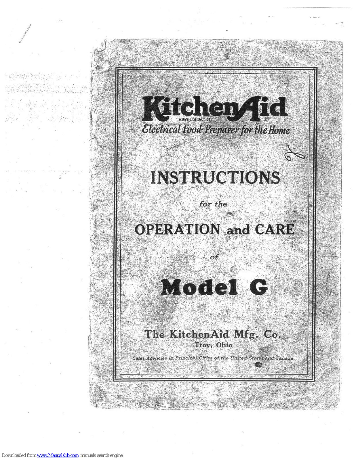 KitchenAid G Instructions For Operation And Care