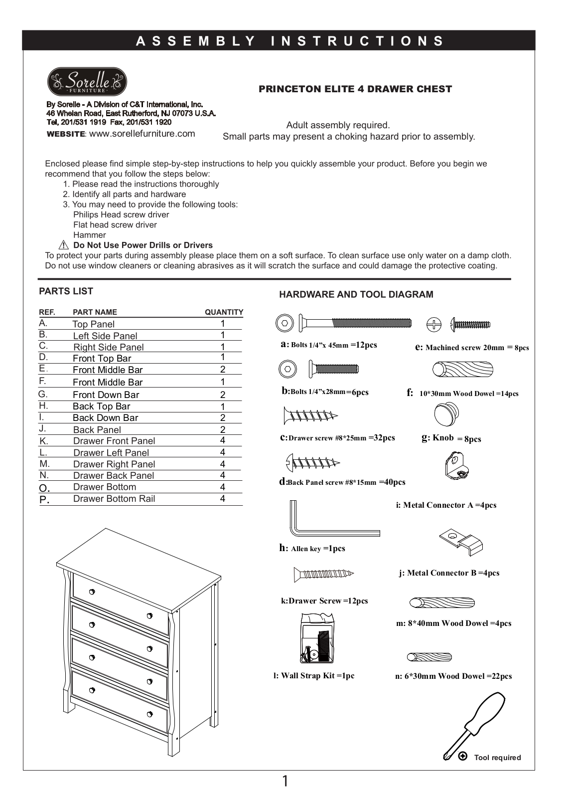 Sorelle UO1570 Installation & Assembly - ManualMachine.com