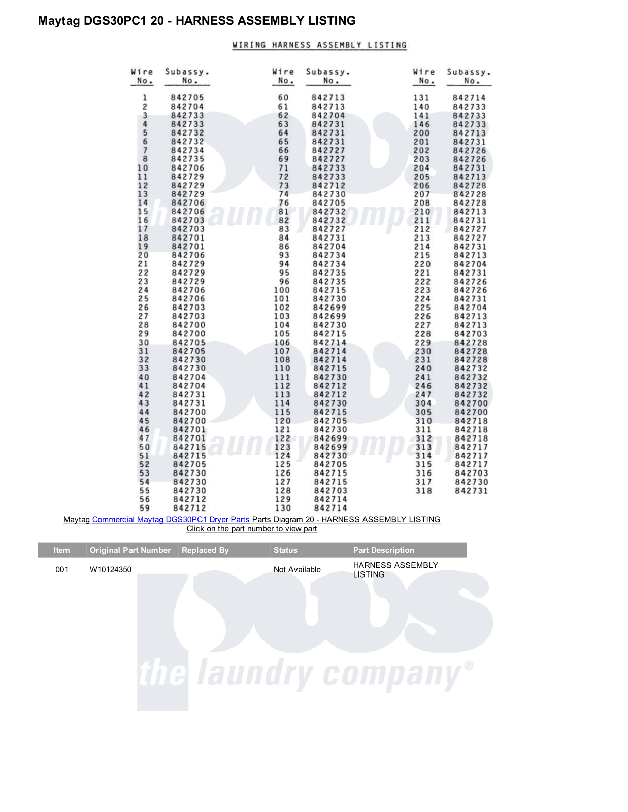 Maytag DGS30PC1 Parts Diagram