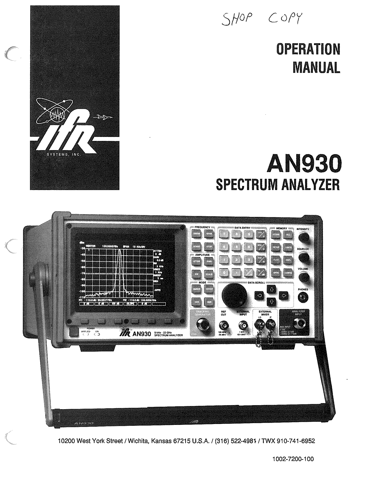 IFR AN930 Operation Manual