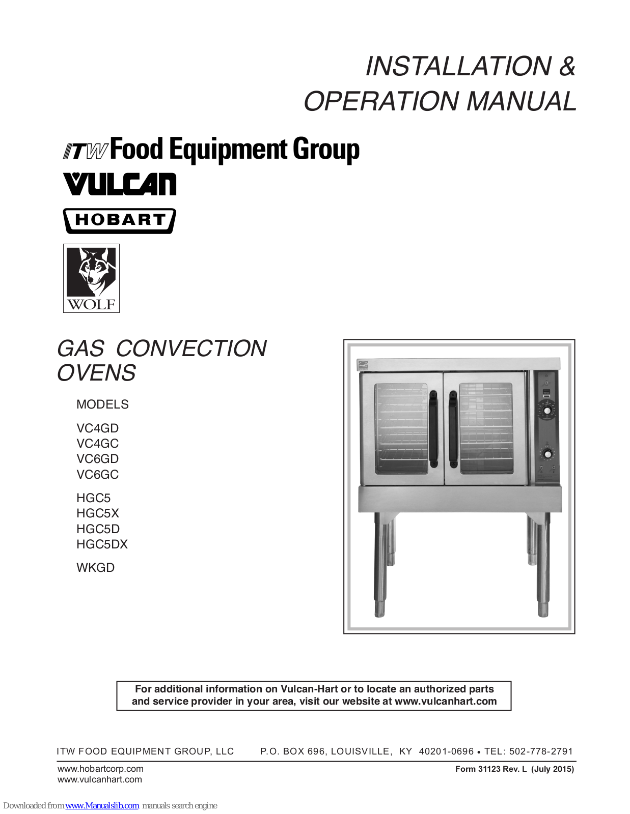 Hobart VC4GD, VC6GD, VC4GC, HGC5, VC6GC Installation & Owner's Manual