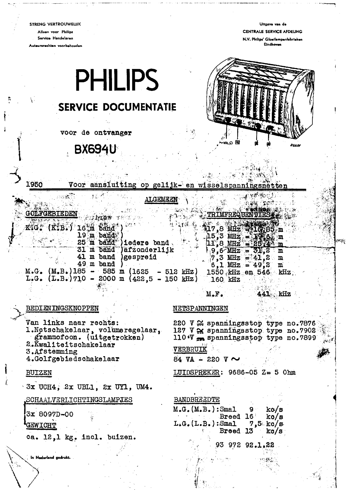 Philips BX694U Schematic