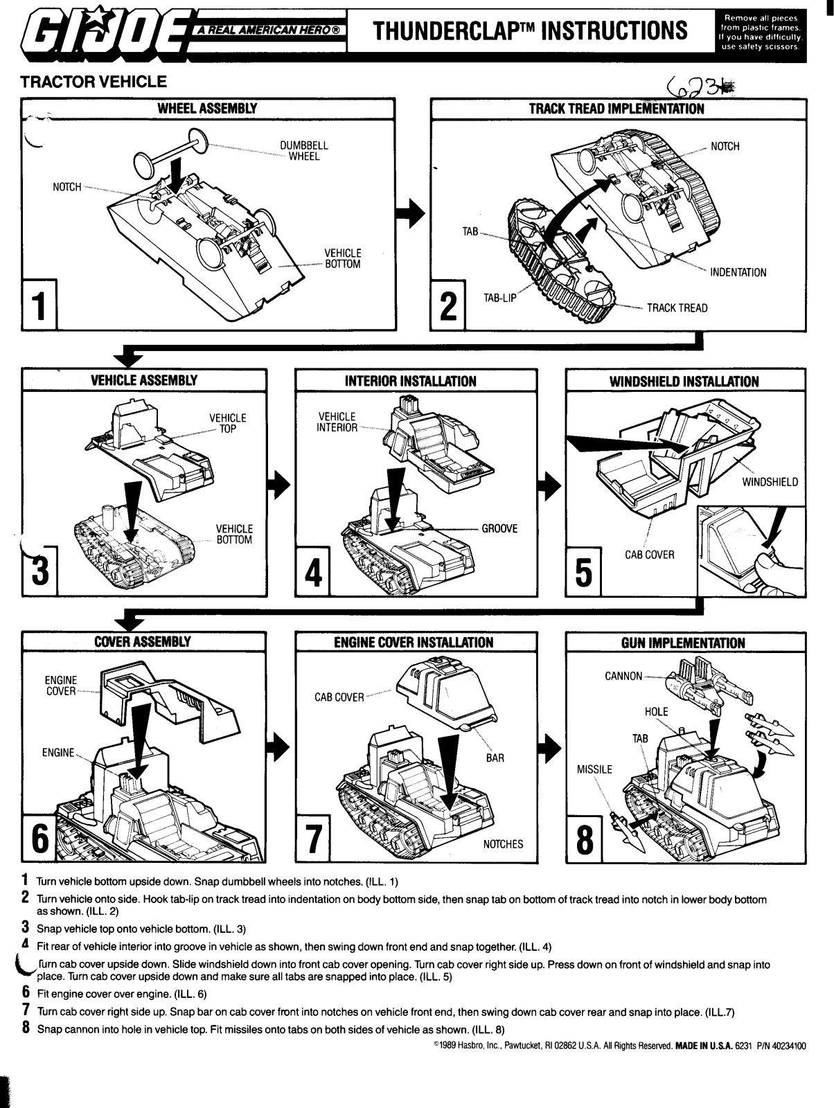 HASBRO GIJoe Thunderclap Tractor Vehicle User Manual