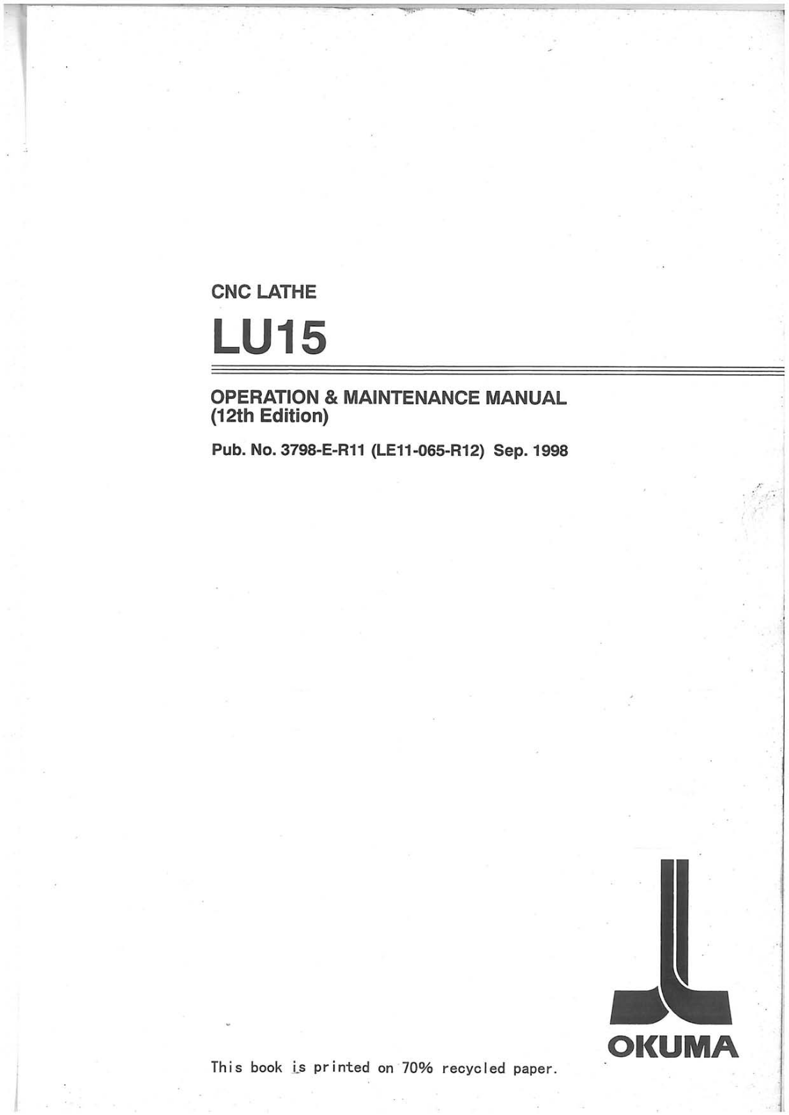 okuma LU15 Maintenance Manual