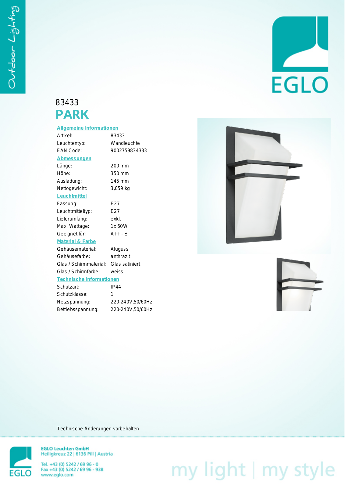 Eglo 83433 Service Manual