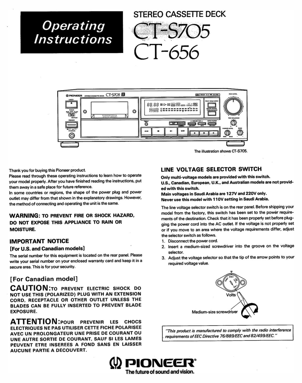 Pioneer CT-656, CTS-705 Owners manual