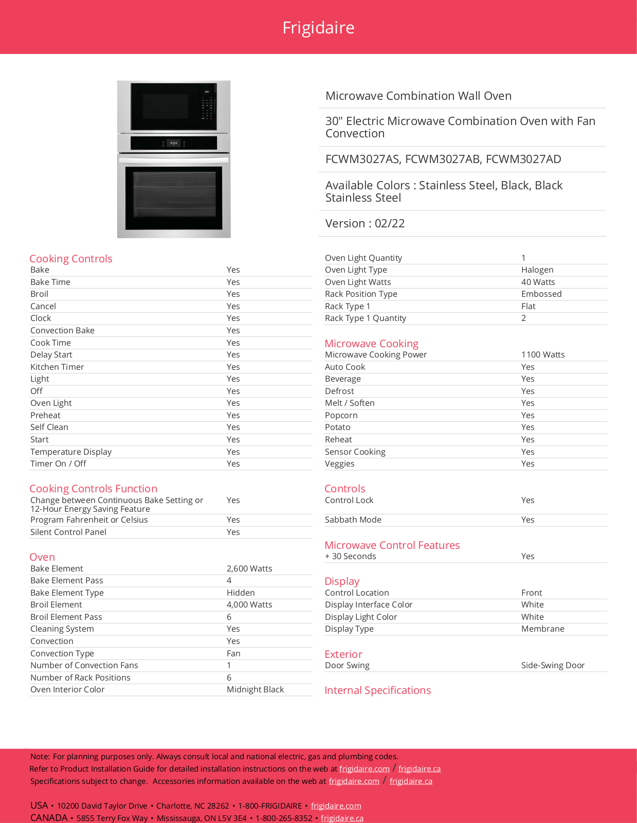 Frigidaire FCWM3027AB Specifications - ManualMachine.com