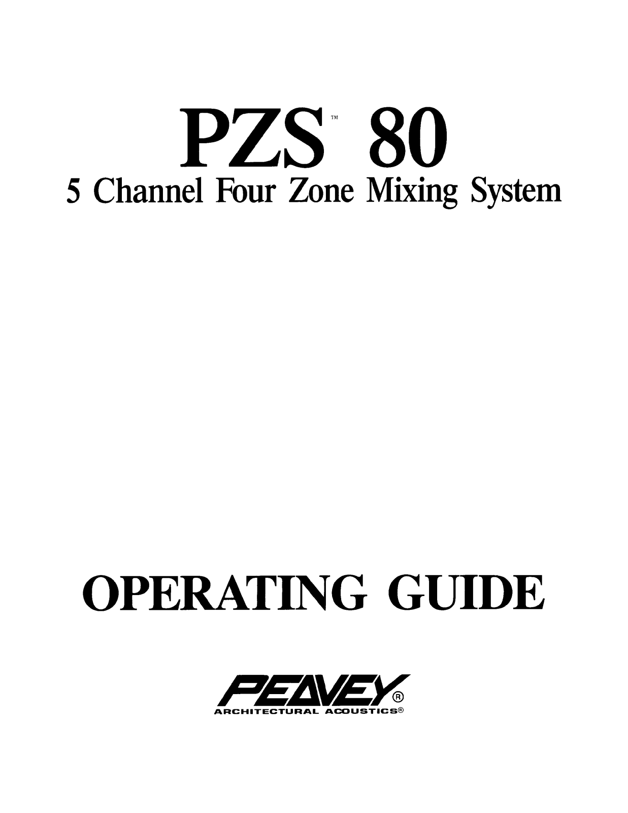 Peavey PZS 80 Operating guide