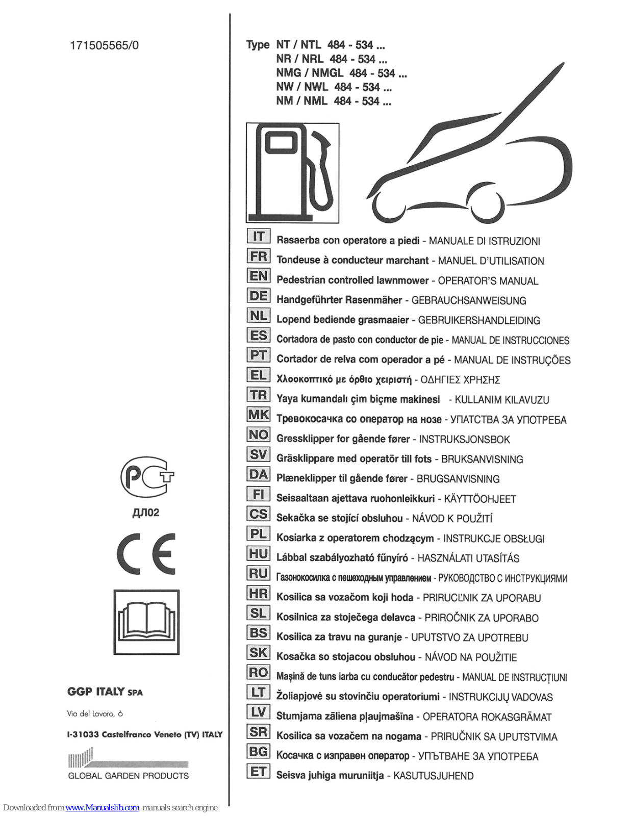 GGP ITALY NR 484, NR 534, NRL 484, NRL 534, NMG 484 Operator's Manual - ManualMachine.com