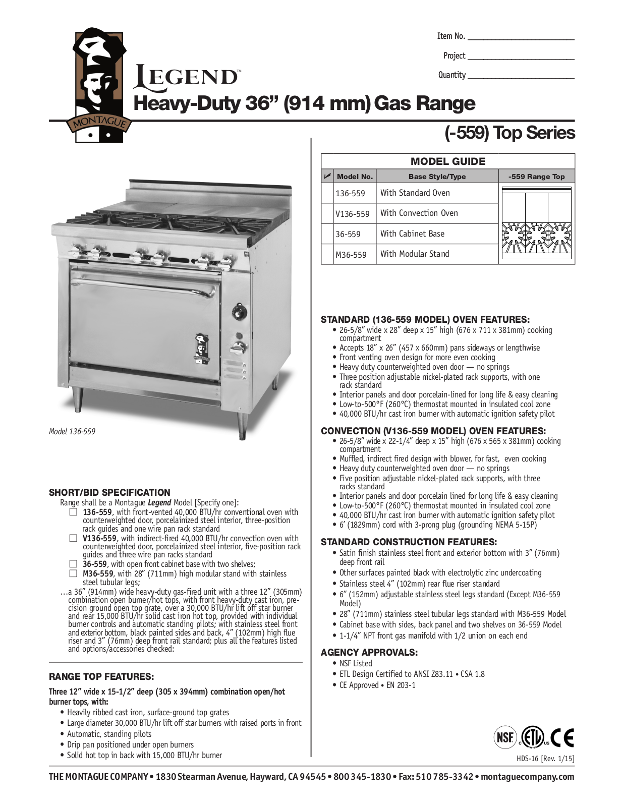 Montague 136-559 User Manual