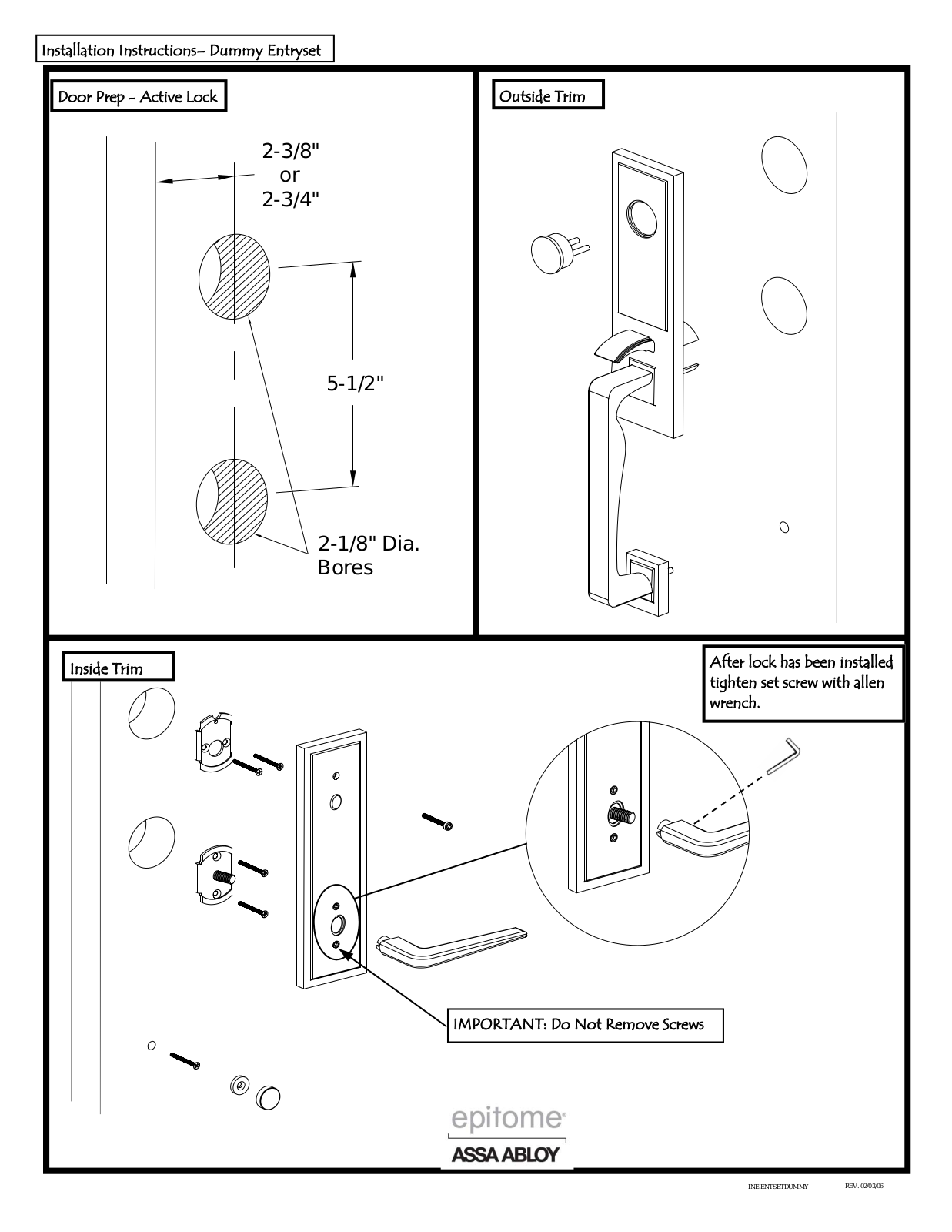 Emtek Tubular Entrance Dummy User Manual