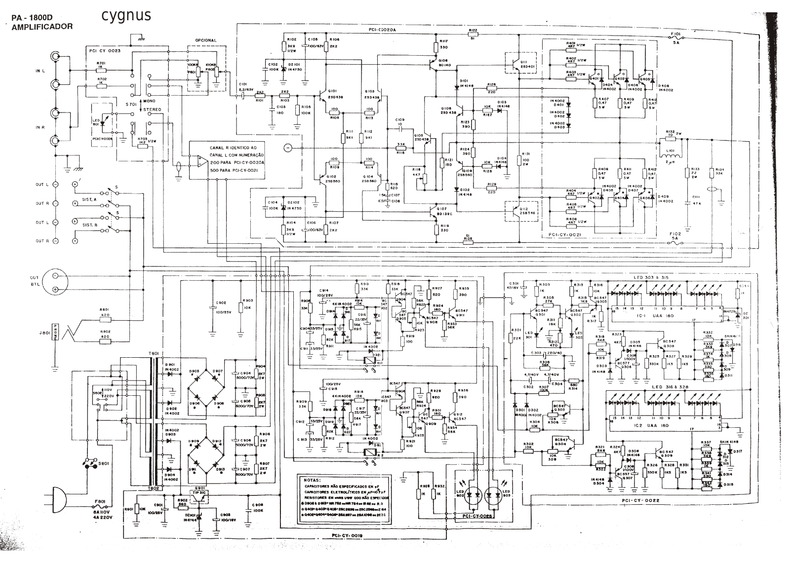 Cygnus PA-1800-D Schematic