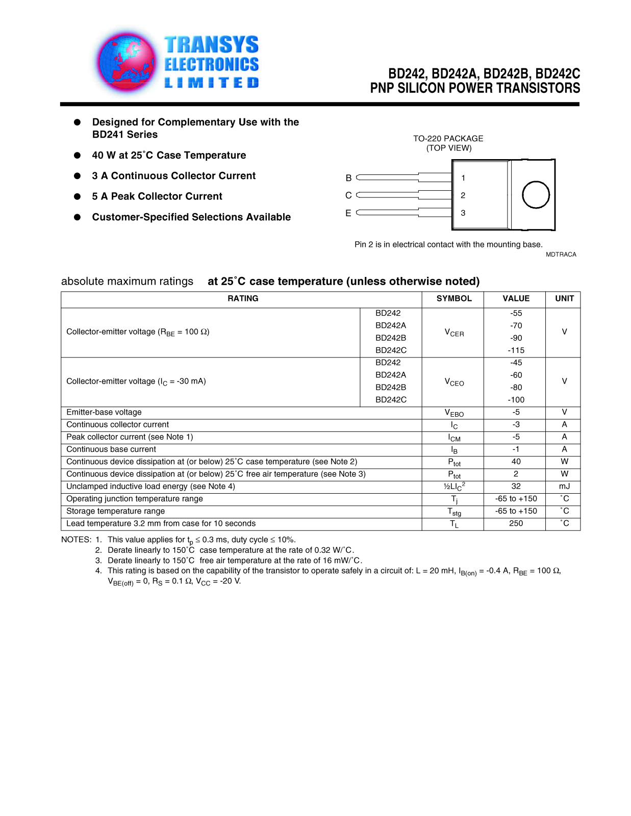 TEL BD242A, BD242A, BD242B, BD242B, BD242 Datasheet