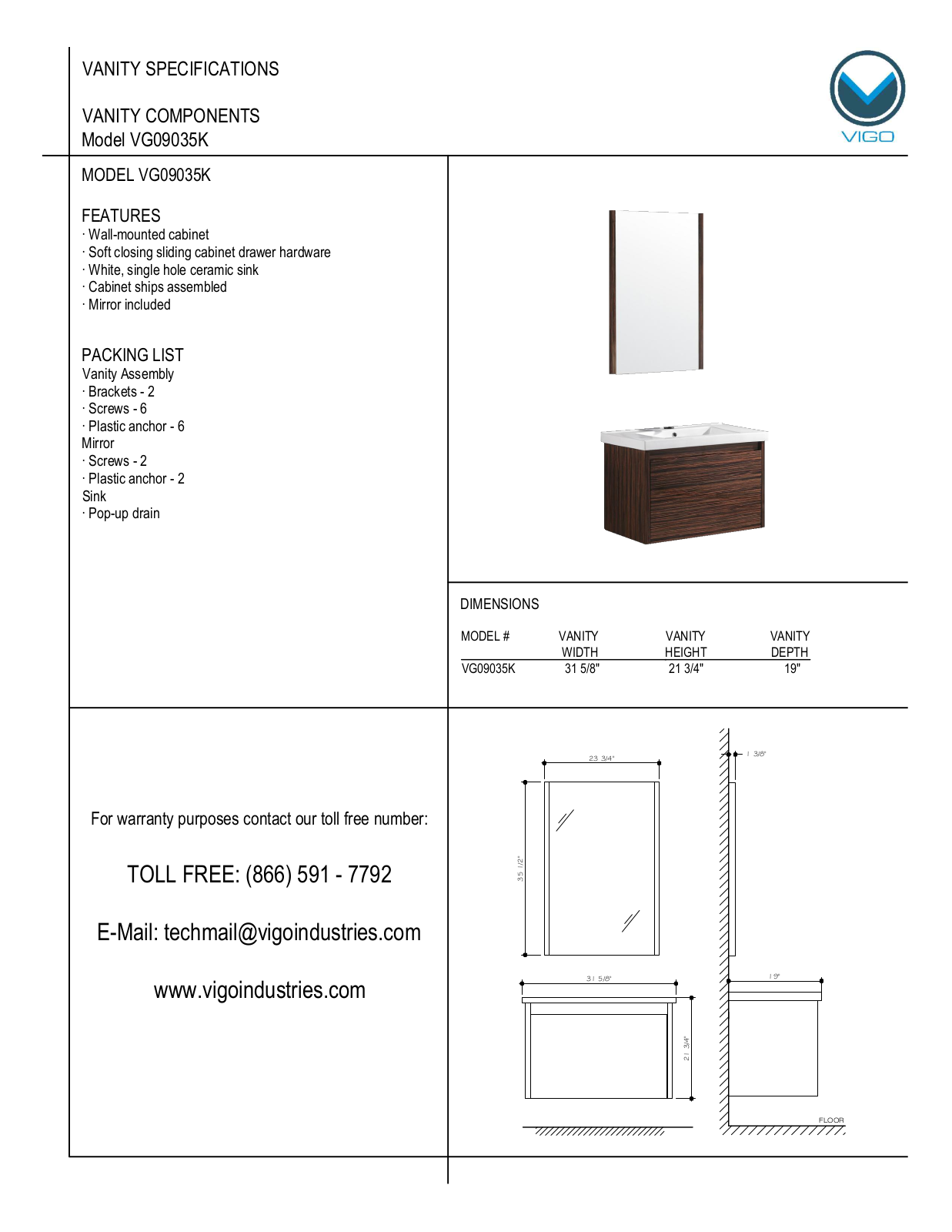 Vigo VG09035K User Manual