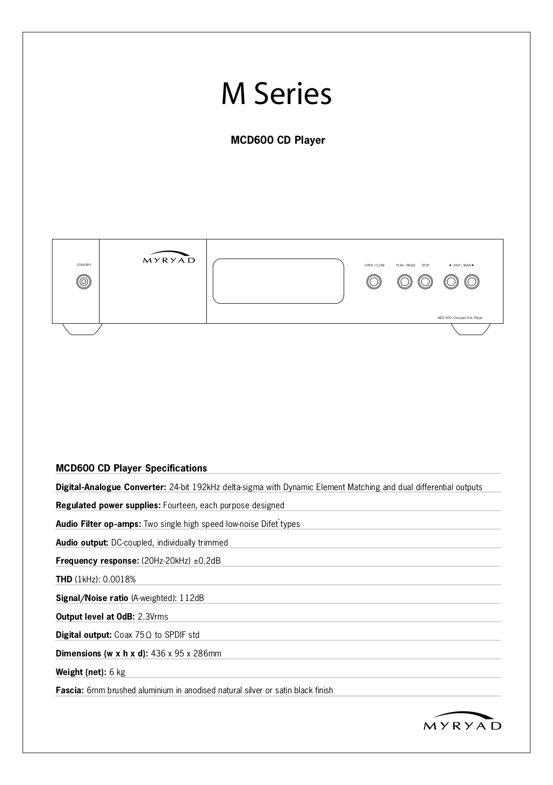 Myryad MCD-600 Brochure